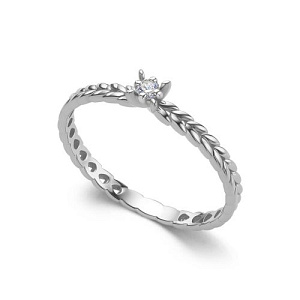 Кольцо из белого золота с бриллиантом