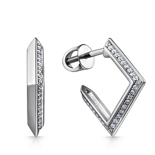 Серьги Пусеты из белого золота с бриллиантами