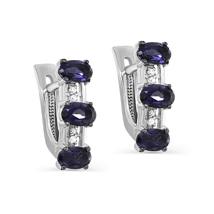 Серьги с английским замком из белого золота с бриллиантами