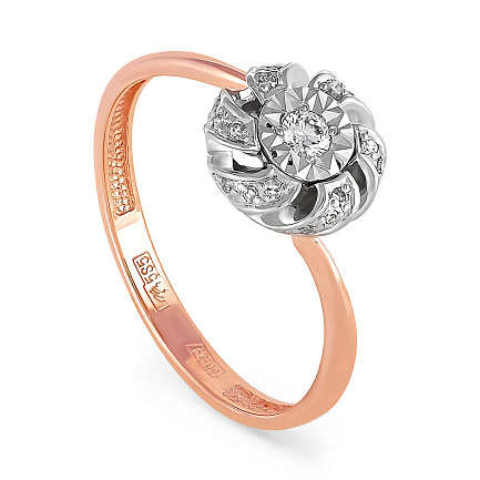 Кольцо из красного золота с бриллиантами