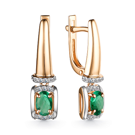 Серьги с английским замком из красного золота с бриллиантами