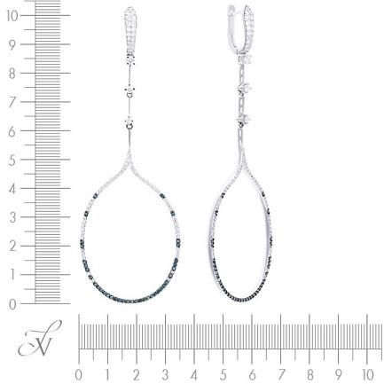 Серьги с английским замком из белого золота с бриллиантами