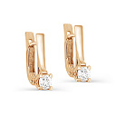 Серьги с английским замком из красного золота с бриллиантами