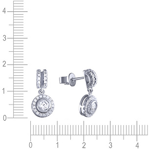 Пусеты из серебра с фианитом