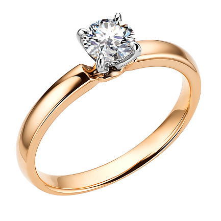 Кольцо из красного золота с бриллиантом