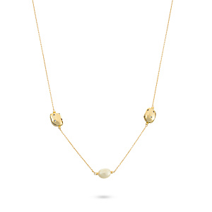 Колье из серебра с жемчугом, фианитами