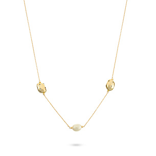 Колье из серебра с циркониями и жемчугом