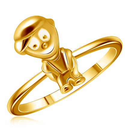 Кольцо детское из желтого золота с эмалью