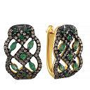 Серьги с английским замком из желтого золота с бриллиантами