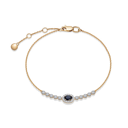 Браслет из красного золота с бриллиантами, сапфиром