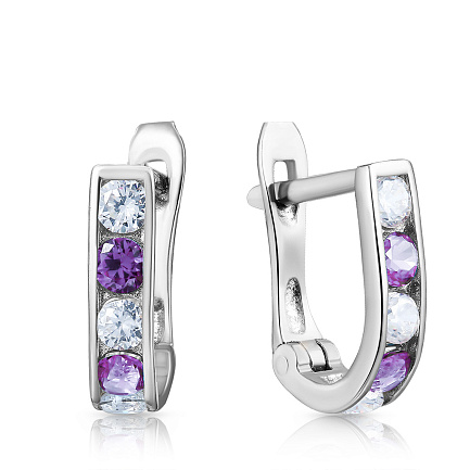 Серьги из серебра с фианитом