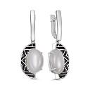 Серьги с английским замком из серебра с лунными камнями