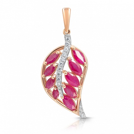 Подвеска из красного золота с бриллиантами, рубином