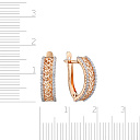 Серьги с английским замком из красного золота с фианитом