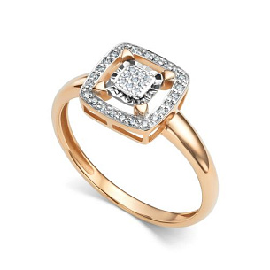 Кольцо из красного золота с бриллиантом