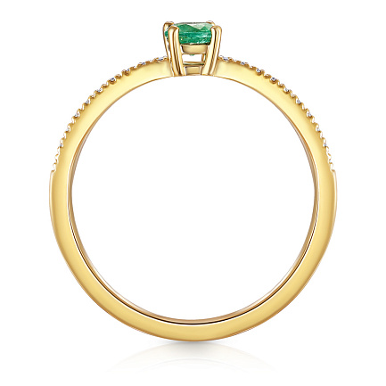 Кольцо из желтого золота с бриллиантами, изумрудом