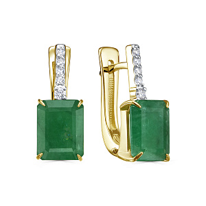 Серьги с английским замком из желтого золота с бриллиантами