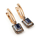 Серьги с английским замком из красного золота с бриллиантами