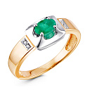 Кольцо из красного золота с бриллиантами, изумрудом