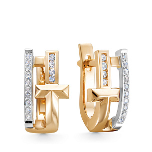 Серьги из красного золота с бриллиантом