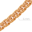 Браслет пустотелый из красного золота, плетение бисмарк