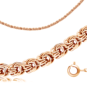 Браслет ручной работы из красного золота, плетение розочка