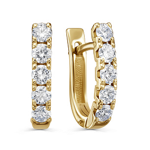 Серьги с английским замком из красного золота с бриллиантом