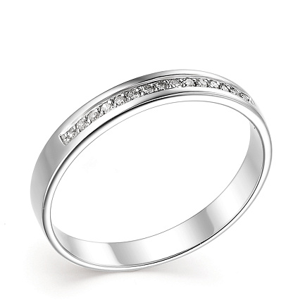 Кольцо обручальное из белого золота с бриллиантами