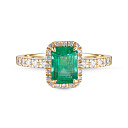 Кольцо из желтого золота с бриллиантами, изумрудом