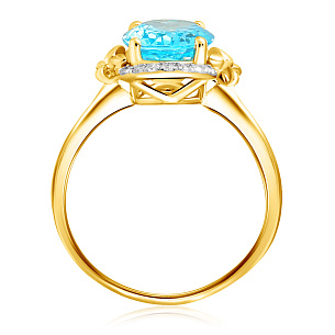 Золотое кольцо с бриллиантами, топазом
