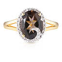 Кольцо из желтого золота с бриллиантами, раухтопазом