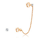 Серьги-пусеты из красного золота с фианитом