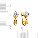 Серьги с английским замком из желтого золота с фианитом