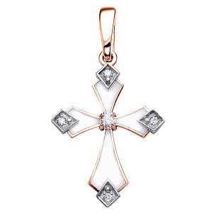 Крест из красного золота с бриллиантами
