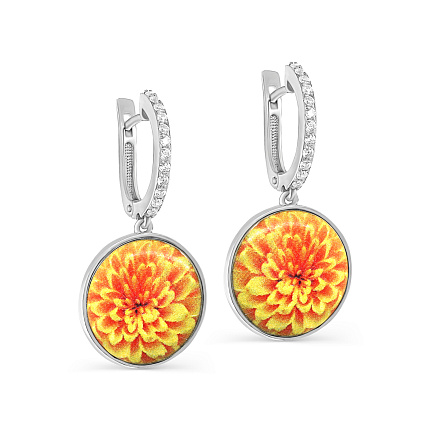 Серьги с английским замком из серебра с фианитами