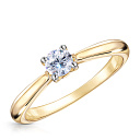 Кольцо помолвочное из желтого золота с бриллиантом