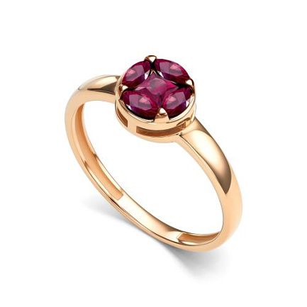 Кольцо из красного золота с рубинами