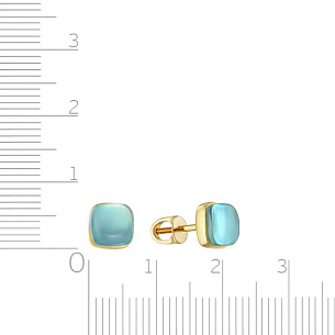 Пусеты из желтого золота с топазом