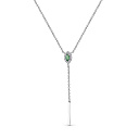 Колье из белого золота с бриллиантами, изумрудом