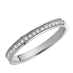 Кольцо обручальное из белого золота с бриллиантом