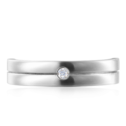 Кольцо обручальное из белого золота с бриллиантом