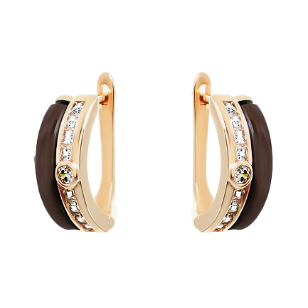 Серьги с английским замком из серебра с керамикой