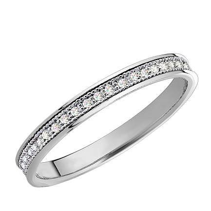 Кольцо обручальное из белого золота с бриллиантами