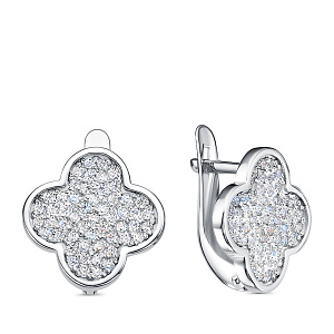 Серьги с английским замком из серебра с фианитами