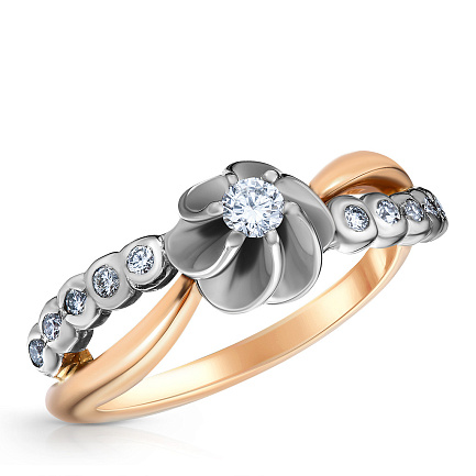 Кольцо из красного золота с бриллиантами