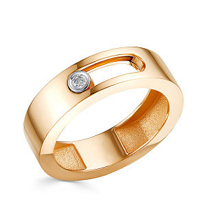 Кольцо из красного золота с бриллиантом