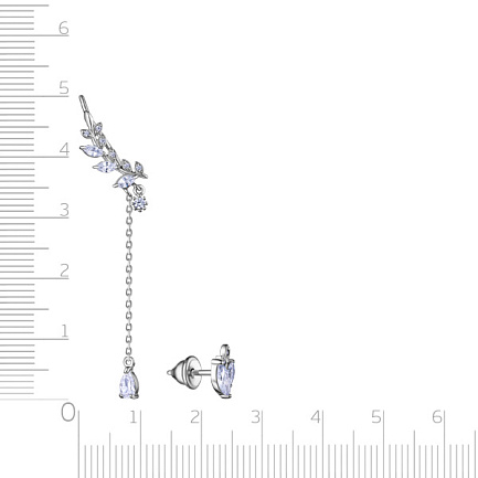 Серьги из серебра с фианитом