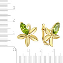 Серьги с английским замком из желтого золота с хризолитами