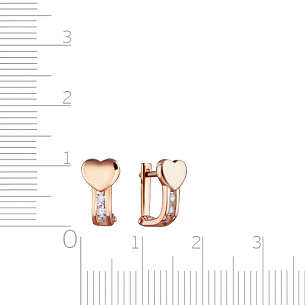 Серьги с английским замком из красного золота с фианитом