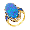 Кольцо из желтого золота с бриллиантами, сапфирами